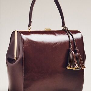 Anthropologie Chocolate Faux Leather Doctor-Style Bag